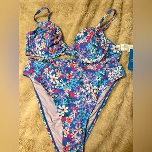 Cupshe Blue Multi Floral Two-Piece Bikini